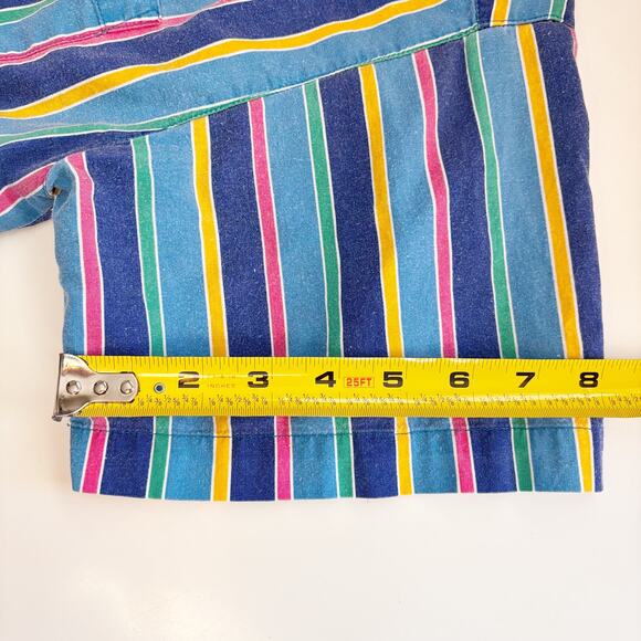 Vintage Unisex Small 80's Retro Bold Striped Short Sleeve Button Down Shirt - Picture 7 of 7